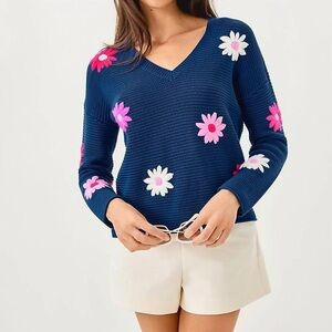 Lilly Pulitzer Tensley Sweater in Blue Garden Oasis